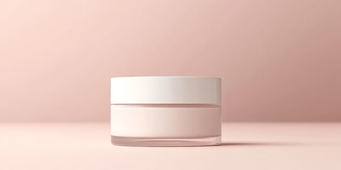 Close up of a beauty cream container showcasing a blank jar design, perfect for mock ups and copy space. This beauty cream jar emphasizes simplicity and versatility for various branding needs.