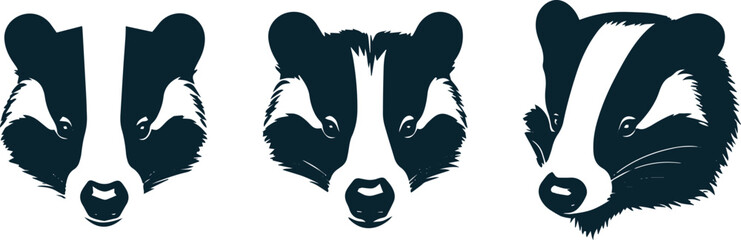 Minimalist Badger Head Illustration