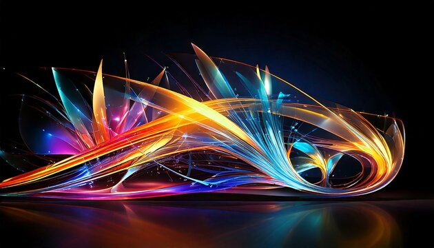 R&eacute;fraction iris&eacute;e abstraite, dispersion futuriste sur fond sombre