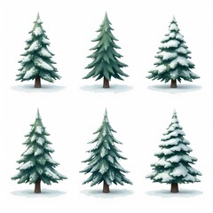 Beautiful Christmas Trees with Snow and Festive Decorations