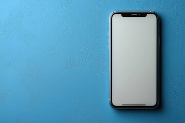 Isolated Smartphone on a Vibrant Blue Surface With Copy Space