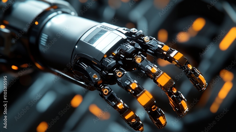 Poster Advanced Robotic Hand Reaching Forward In Dark Setting