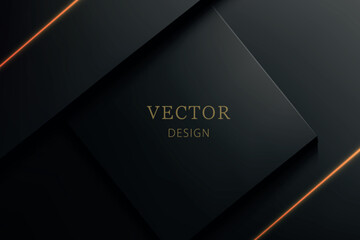 Fototapeta premium Modern Black Background with Golden Diagonal Highlights