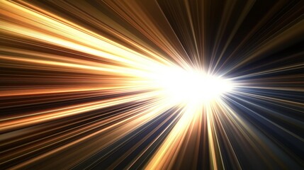 Abstract illustration of fast moving light rays, stripes on dark background. Dynamic speed lines radiate outwards from center. Visualizes energy, speed. Suitable for tech themes. Modern design