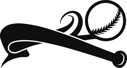 
Baseball isolated badge emblem Logo Split name Frame black and white vector silhouette, vintage Sport club Design Element ribbon shape illustration


