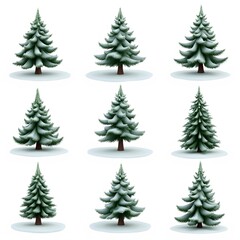Fototapeta premium Beautiful Christmas Trees with Snow and Festive Decorations