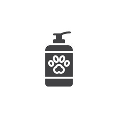 Fototapeta premium Shampoo bottle with paw vector icon