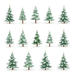 Obraz premium Festive Christmas Trees with Decorations and Snow