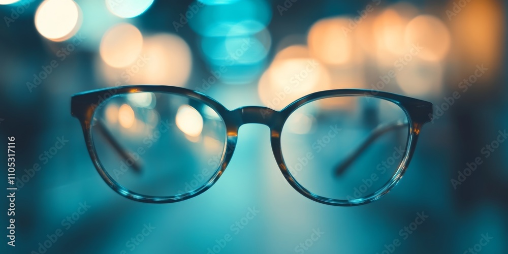 Aufkleber Blurry glasses photo showcasing a soft focus effect, ideal for creating a blurred background atmosphere with a stylized touch featuring blurry imagery. Perfect for artistic projects.