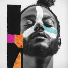 Abstract Portrait of a BIPOC Man with Face Paint and Minimalist Design