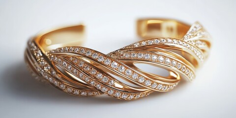 Naklejka premium Elegant jewelry bracelet showcased on a pristine white background, highlighting the intricate design and craftsmanship of the jewelry bracelet. Perfect for emphasizing jewelry bracelet beauty.