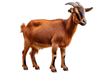 Close up of a goat brown isolated on a transparent or white background