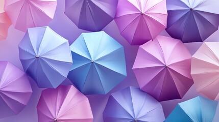 Obraz premium Lilac abstract background with colored umbrellas.