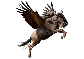 Fototapeta premium High-resolution wildebeest isolated on a transparent or white background