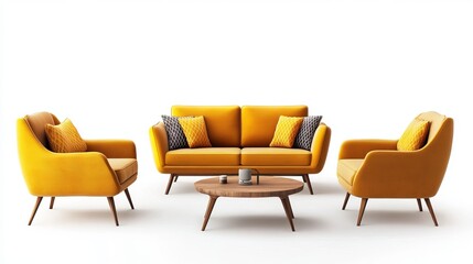 Obraz premium Modern furniture set isolated on white background