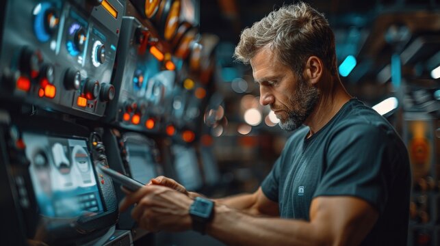 Administrator checking attendance on a tablet