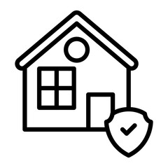 Home Insurance Vector Line Icon Design