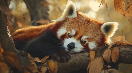 Fototapeta premium The Western Red Panda, also known as the red panda or lesser panda