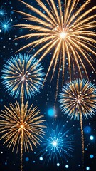 Naklejka premium fireworks on the black background