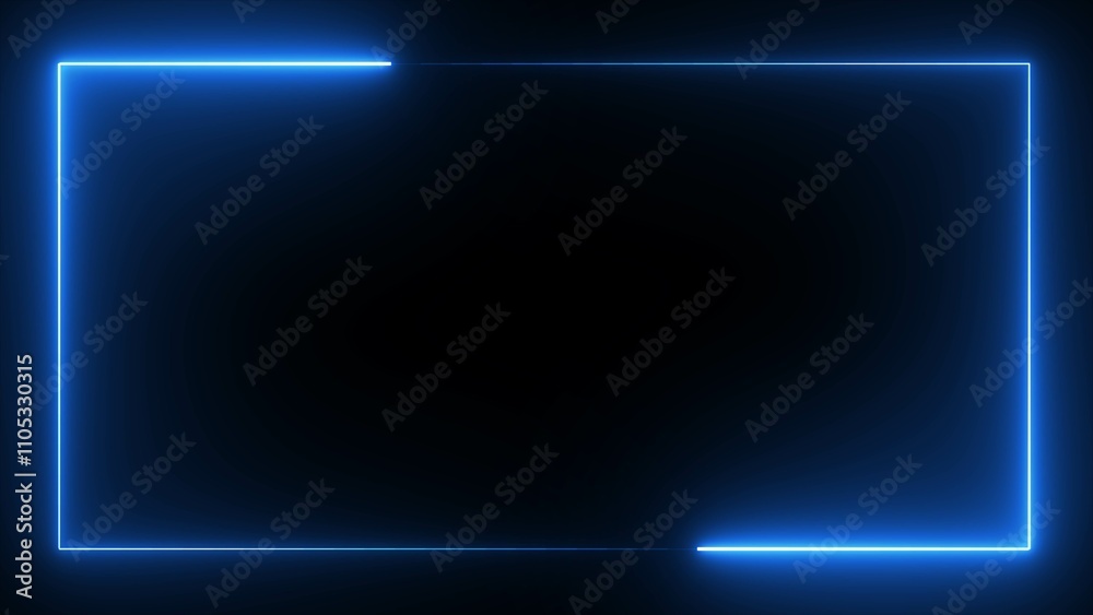 Canvas Prints neon blue color light for overlay element. neon rectangle frame icon illustration on black backgroun