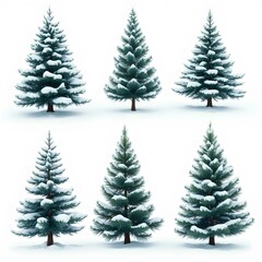 Festive Christmas Trees with Decorations and Snow