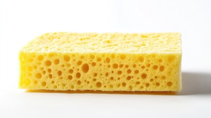 Soft yellow sponge for cleaning purposes isolated on white background