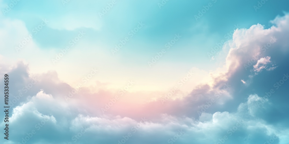 Poster Defocused abstract background showcasing a cloudy sky, ideal for creative projects. This defocused abstract background captures the essence of a tranquil cloudy sky perfectly.