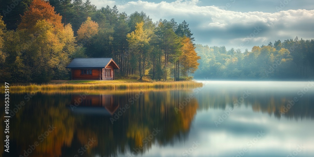 Aufkleber beautiful reflection captured in a serene setting. the beautiful reflection showcases the artistry o