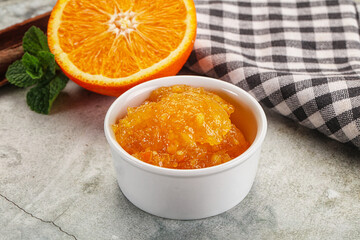 Tasty homemade Orange jam in the bowl