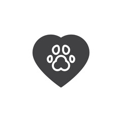 Heart with paw vector icon