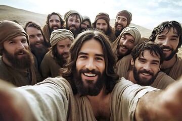 A modern twist on biblical history: Jesus and his companions in a selfie.