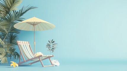 Obraz premium rendering of summer vacation concept with beach chair