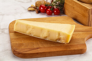 Hard parmesan cheese piece triangle