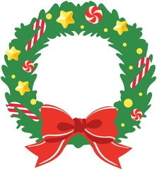 Christmas Wreath With Red Ribbon