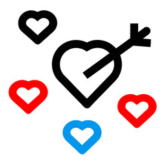 set of red and yellow hearts