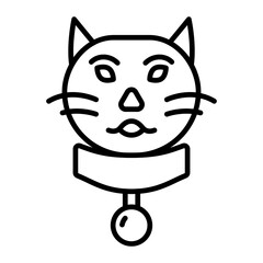 Cat with Bell line icon