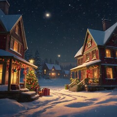 Fototapeta premium Christmas house in the night