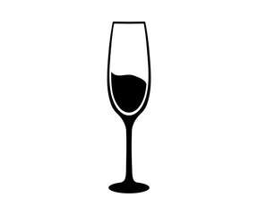 Champagne glass icon. Champagne flutes, cocktail glasses illustration on transparent background PNG. 
