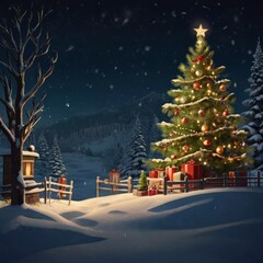 Christmas house in the night