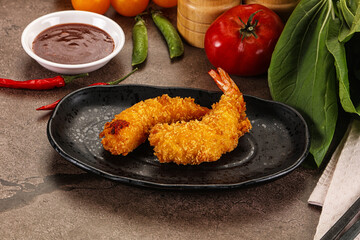 Crispy breaded golden fried prawns
