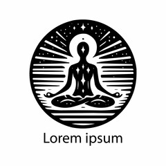Yoga meditation Logo vector vintage icon.
