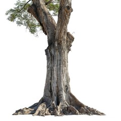 Fototapeta premium Big tree trunk white background