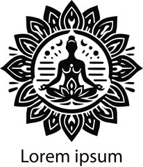 Fototapeta premium Yoga meditation Logo vector vintage icon.