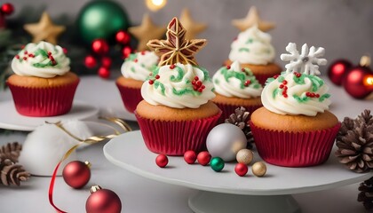 christmas cupcakes on the table
