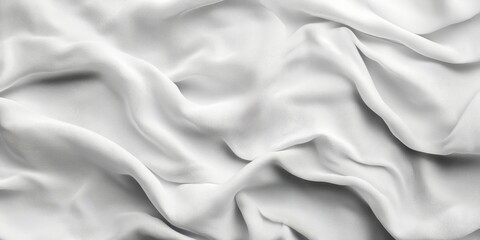 Obraz premium Wrinkled white cloth background featuring an abstract design creates a unique texture. This abstract white cloth background showcases the beauty of fabric with intricate wrinkles and smoothness.