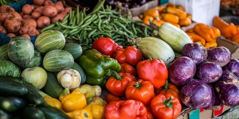 Vibrant food market showcasing a variety of colorful fresh vegetables. These delicious cooking vegetables serve as immunity boosters to help combat new strains of coronavirus effectively.