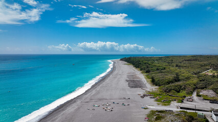 Breathtaking coastal view of Hualiens pristine beach and azure ocean on a sunny day