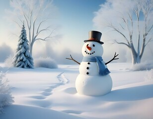 Obraz premium snowman in the snow