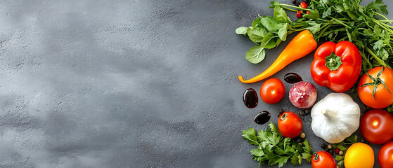Culinary action preparing premium raw steak with fresh vegetables in a rustic kitchen environment