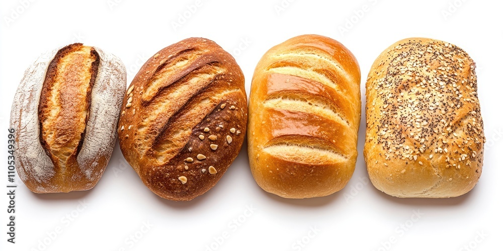 Poster bread displayed against a clean, isolated white background, showcasing the texture and details of th